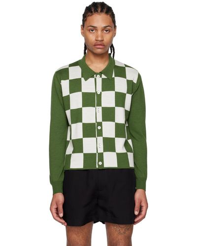 Second/Layer Check Cardigan - Green