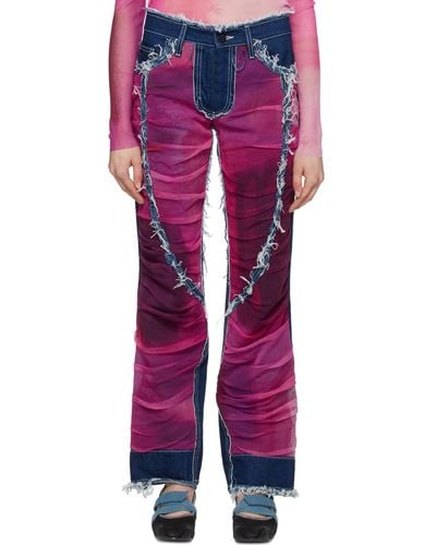 PAULA CANOVAS DEL VAS Indigo Paneled Jeans - Purple