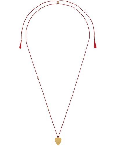 Paul Smith Red & Gold Plectrum Necklace - Multicolour