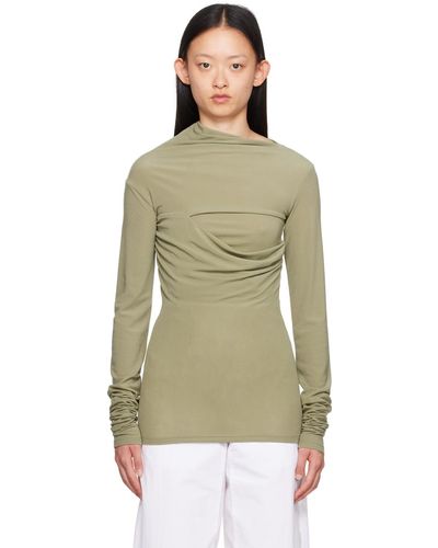 Paris Georgia Basics Draped Long Sleeve T-shirt - Green