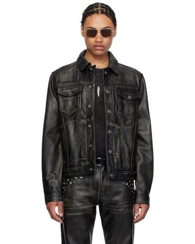 Guess USA Distressed Leather Jacket - Black