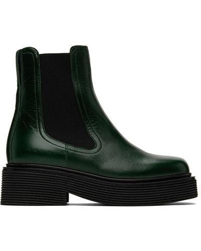 Marni Green Leather Chelsea Boots - Black