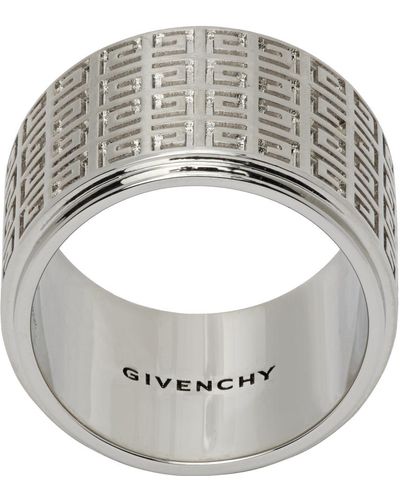Givenchy Silver Engraved Ring - Grey