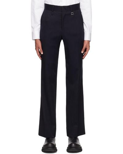 WOOYOUNGMI Navy Creased Trousers - Blue