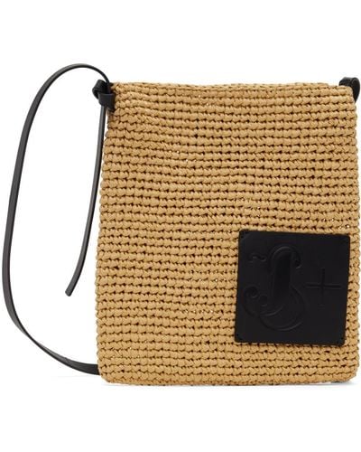 Jil Sander Beige Crochet Crossbody Bag - Metallic