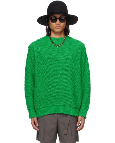 Sacai Green Loose Thread Sweater