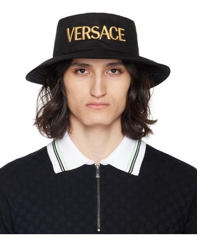 Versace Embroidered Logo Bucket Hat - Black
