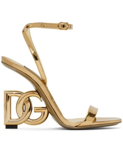 Dolce & Gabbana ゴールド ハードウェア ヒールサンダル - メタリック