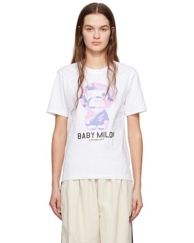 A Bathing Ape T-shirt blanc à logo baby milo à motif camouflage liquid