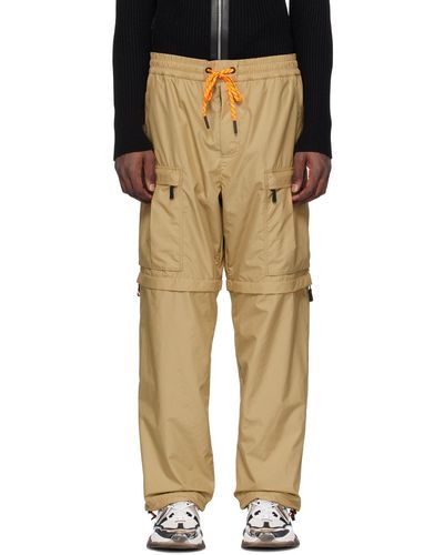 3 MONCLER GRENOBLE Pantalon cargo brun clair à cordons coulissants - Multicolore