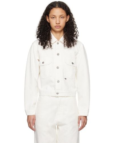 HOMMEGIRLS Spread Collar Denim Jacket - White