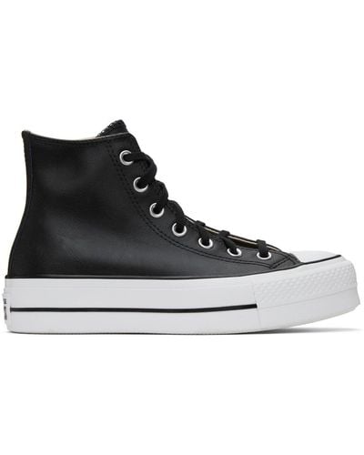 Converse Leather Chuck Taylor All Star Lift Hi Sneakers - Black