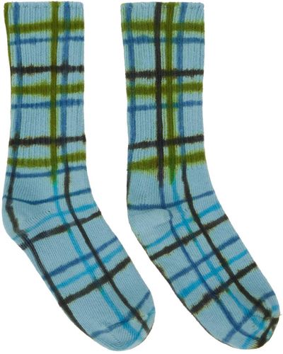 Collina Strada Chaussettes aurora bleu et vert à motif écossais
