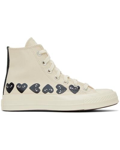 COMME DES GARÇONS PLAY Comme Des Garçons Play Off-white Converse Edition Chuck 70 Multi Heart Sneakers - Black