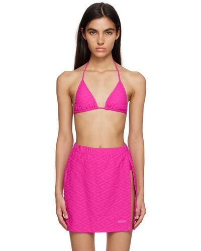 Versace Pink 'la Greca' Bikini Top