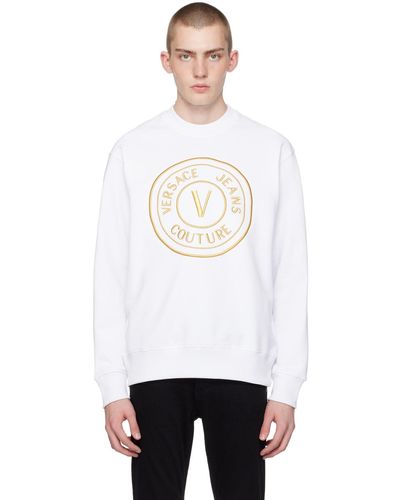 Versace ホワイト レターvエンブレム スウェットシャツ