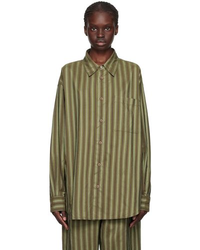 Lemaire Green & White Relaxed Shirt