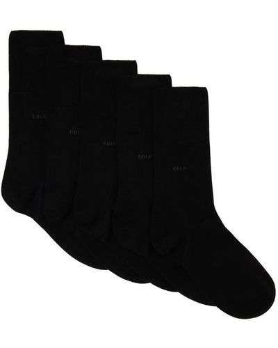 CDLP Ensemble de cinq paires de chaussettes hauteur mollet noires