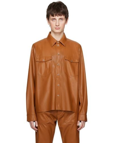 Nanushka Tan Lenn Vegan Leather Shirt - Brown