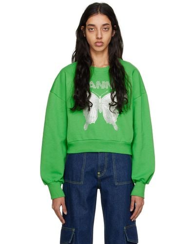Ganni Green Butterfly Sweatshirt