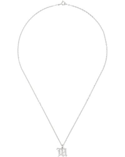 MISBHV Collier argenté en chaîne à pendentif à logo à ornements en verre taillé - Blanc