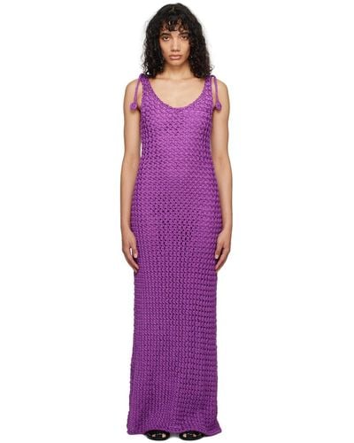 Moschino Purple Self-tie Maxi Dress