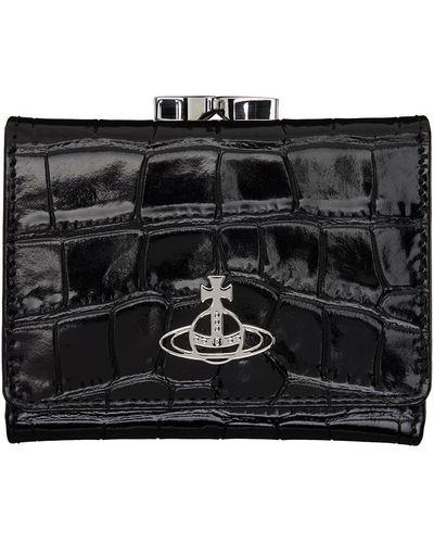 Vivienne Westwood Petit portefeuille noir à monture de bourse