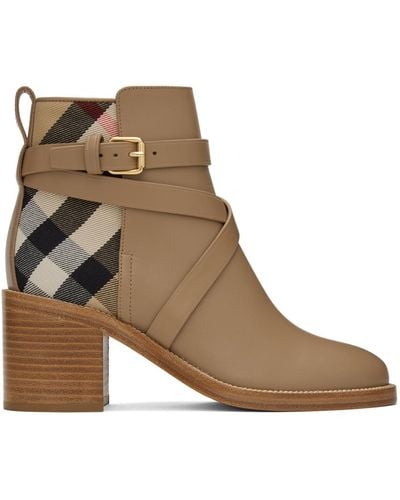 Burberry Taupe House Check Boots - Brown
