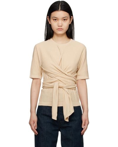 Lemaire Beige Knotted T-shirt - Black