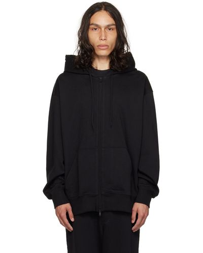 Y-3 Pull à capuche noir à glissière