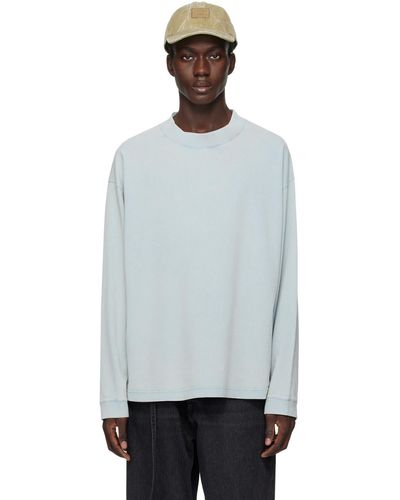 Acne Studios T-shirt à manches longues bleu à col ras du cou - Noir