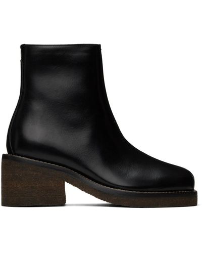 Lemaire Piped Ankle Boots - Black