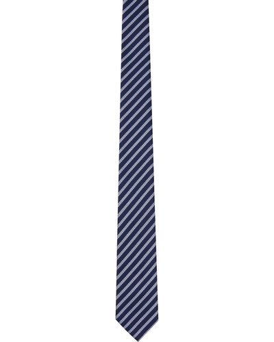 Zegna Cravate eu marine à rayures - Noir