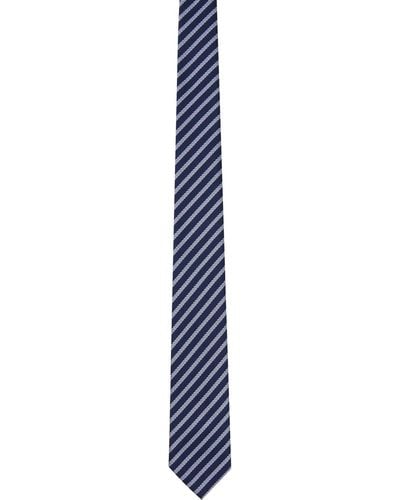 Zegna Navy Stripe Tie - Black