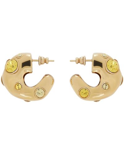 Dries Van Noten Gold Small Gem Detail Earrings - Black