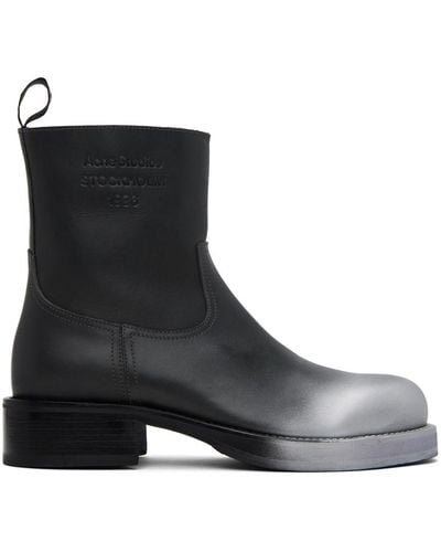 Acne Studios Grey Sprayed Leather Boots - Black
