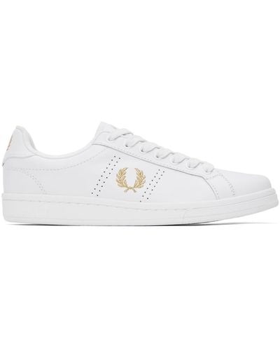 Fred Perry White B721 Trainers - Black