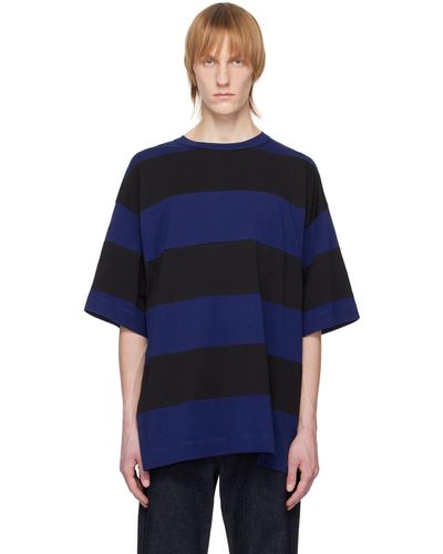 Dries Van Noten Black & Blue Striped T-shirt