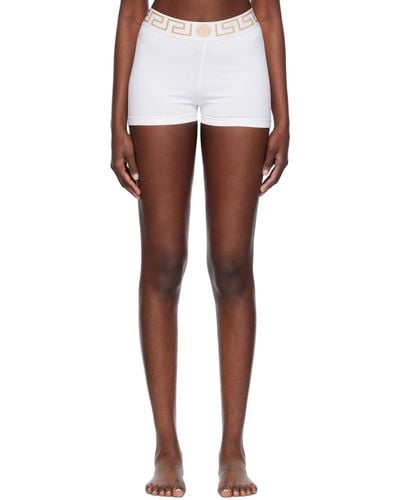 Versace White Greca Border Boy Shorts - Black