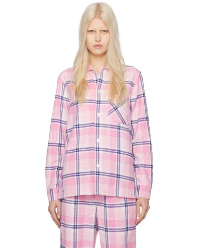 Tekla Check Pyjama Shirt - Pink