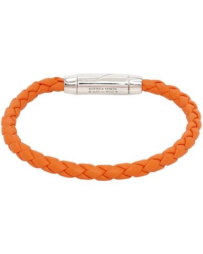 Bottega Veneta Orange Braid Leather Bracelet - Black