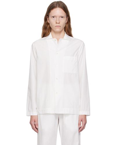 Tekla Chemise de pyjama blanche à boutons
