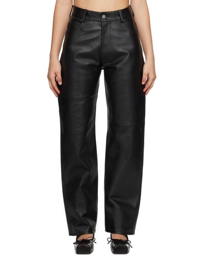MM6 by Maison Martin Margiela Black Panelled Leather Trousers