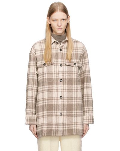 Ami Paris Off-white & Taupe Checked Jacket - Natural