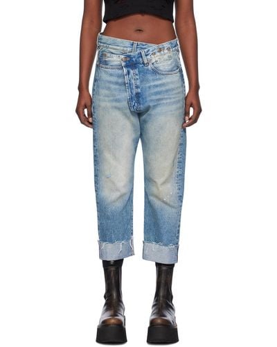 R13 Jean bleu à taille décentrée