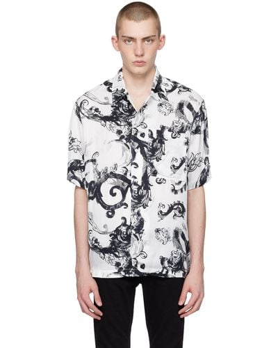 Versace White Watercolor Couture Shirt - Black