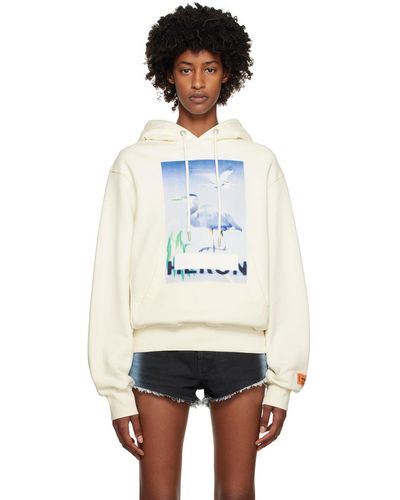 Heron Preston Pull à capuche blanc à image à logo