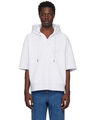 WOOYOUNGMI Grey Open Placket Hoodie - White