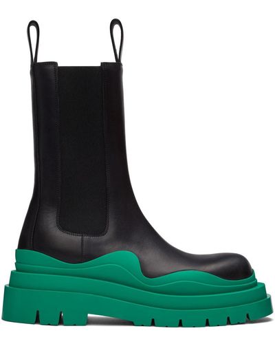 Bottega Veneta Bottes chelsea tire noir et vert - Multicolore