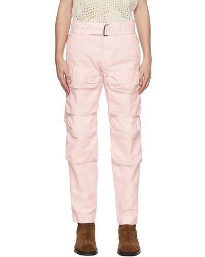 Dries Van Noten Pink Garment-dyed Cargo Trousers